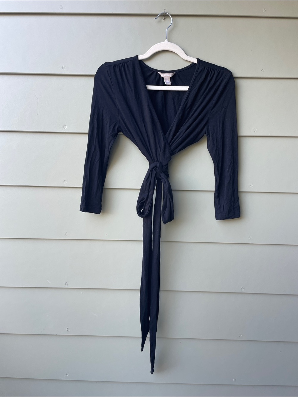 Women’s Black Tie-Front Wrap Top